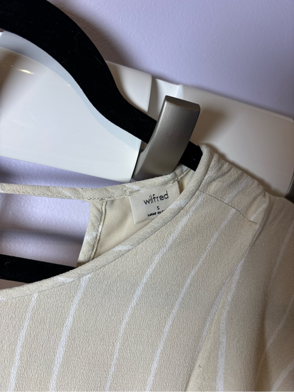 Wilfred Artizia Light Taupe White Striped Wide-Leg Ankle Length Jumpsuit Size S - Picture 4 of 8